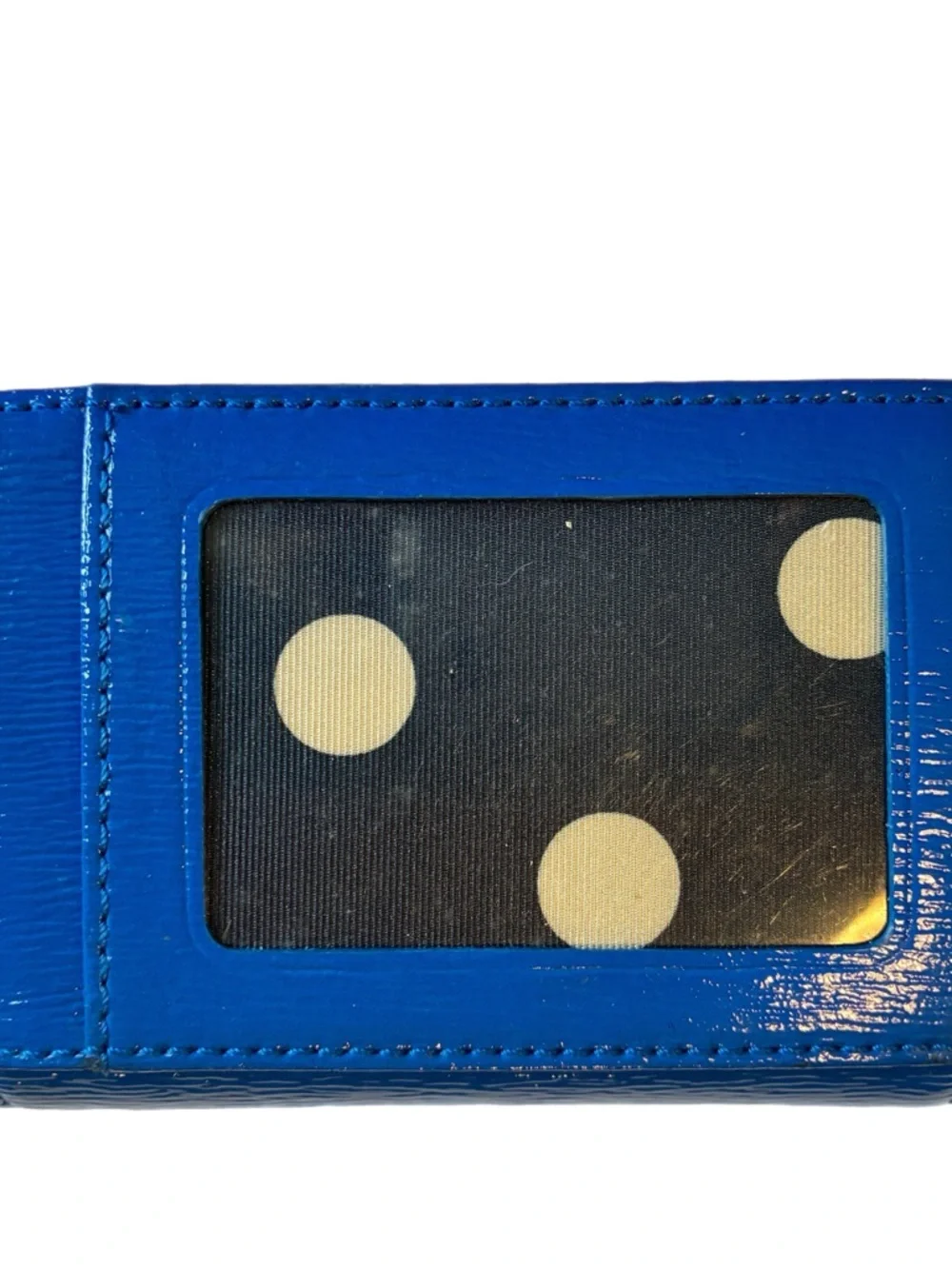 kate spade Patent Leather Electric Blue Wallet with Gold Logo - Picture 2 of 6